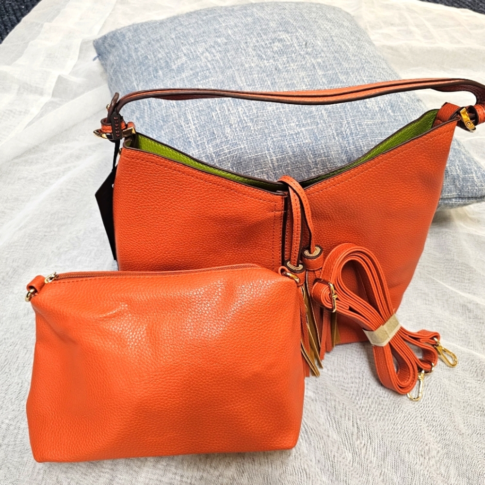 NWT Fabriano Italia Orange Genuine Leather Purse